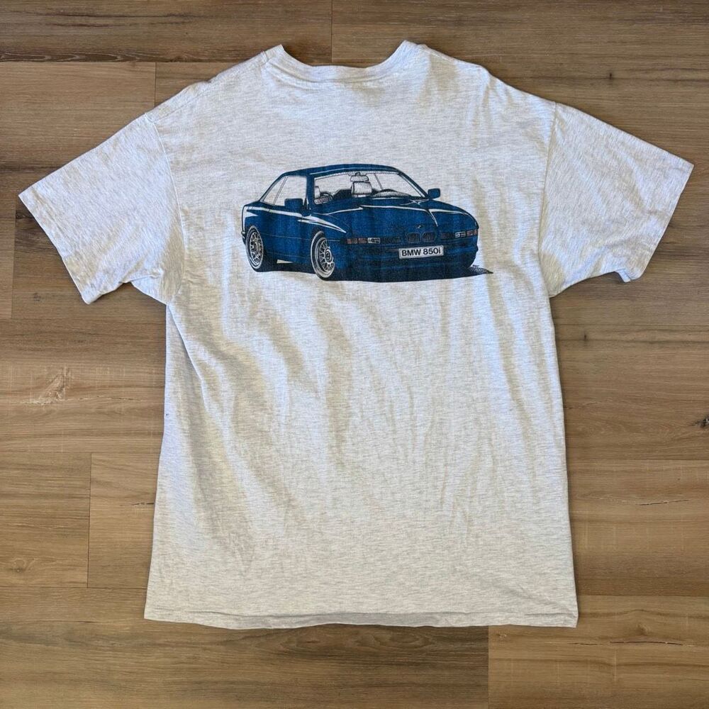 Vintage 90s BMW 850i Single Stitch Heather Gray Shirt Sz XL  Boxy Oversized Fit